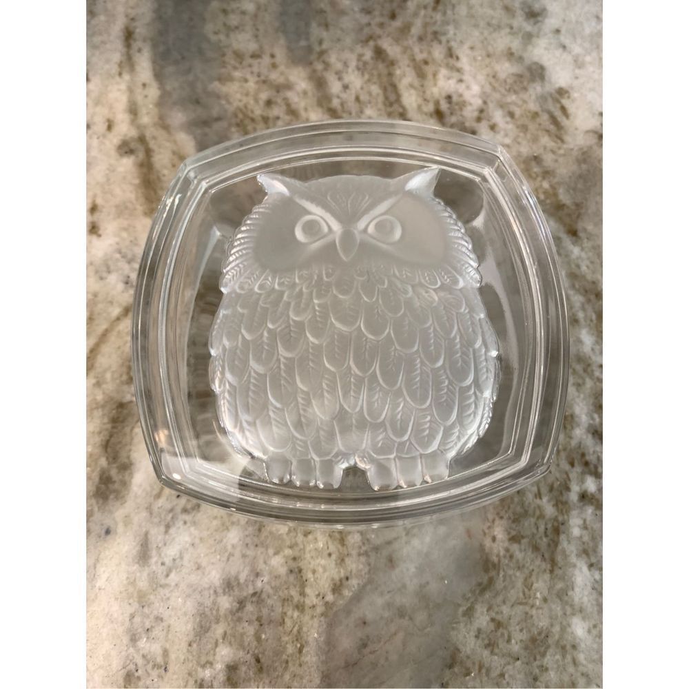 Owl Embossed Clear Glass Trinket Box #storage #owl